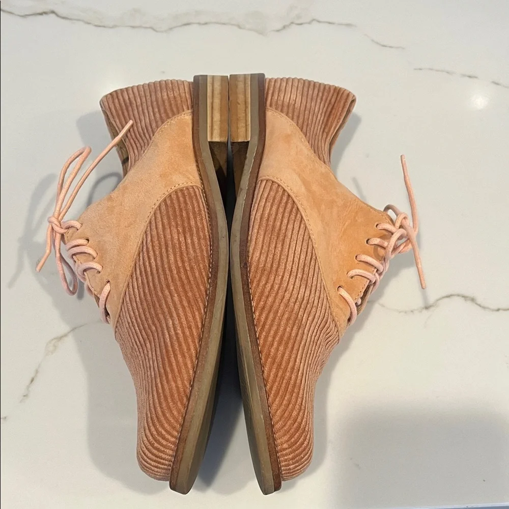 Anthropologie Blush Pink Corduroy Oxford Loafers Spain Sz 39 US 8.5